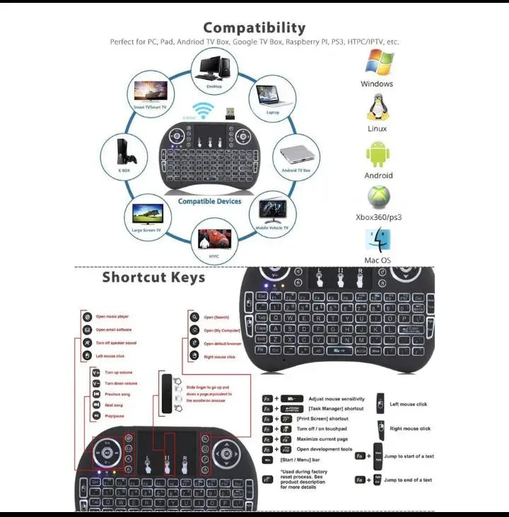 Mini teclado sem fio USB Mini teclado sem fio com TouchPad - Entrega rápida Venda nacional