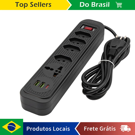 Tomada extensão de 2 metros com USB.