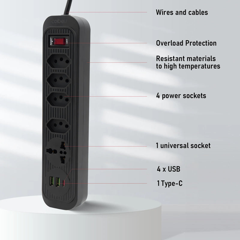 2M USB Socket Outlet, Line Filter, Plug, Extension Socket, Extensive Power Socket, Brazil Standard Retractable Socket Tower